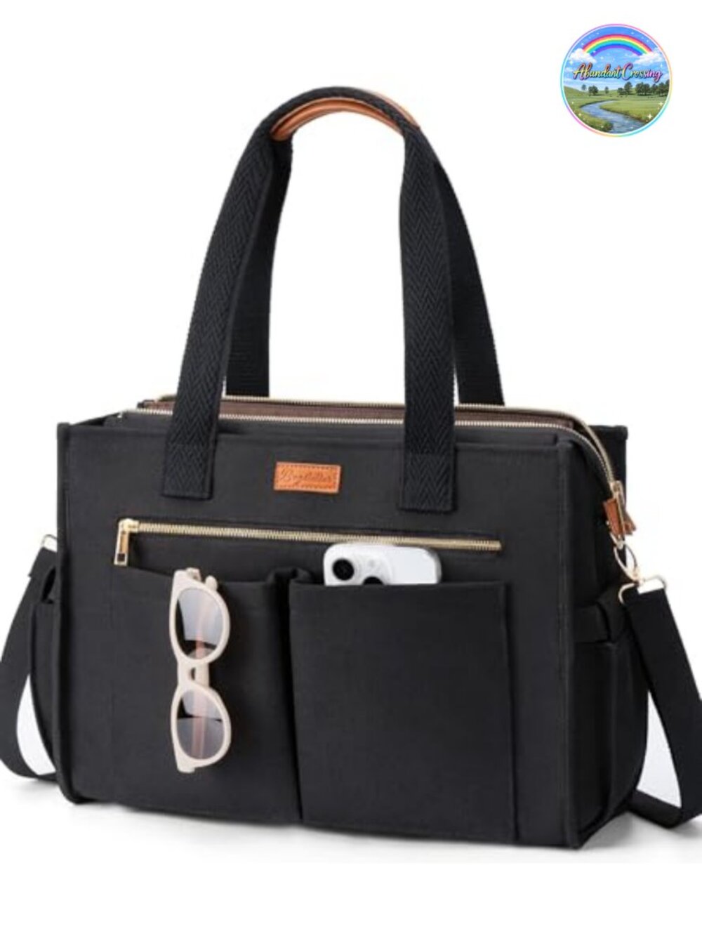 Canvas Tote Bag Women 15 Pockets Laptop Work Crossbody Travel